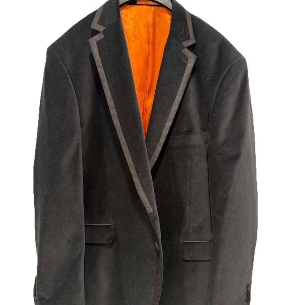 Brioni Italian Velvet Blazer Blue Size 53 Cupro Lined